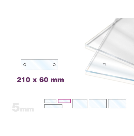 Skyltmne, Clear akryl 5mm, 210x60mm        