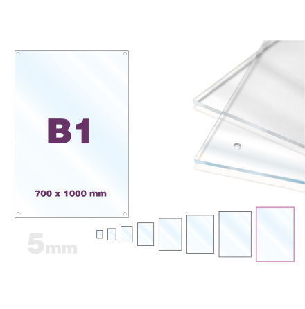 Skyltmne B1, Clear akryl 5mm, 700x1000mm 