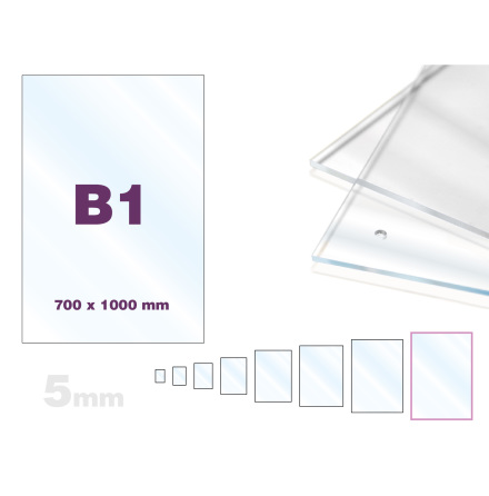 Skyltmne B1, Clear akryl 5mm, 700x1000mm 