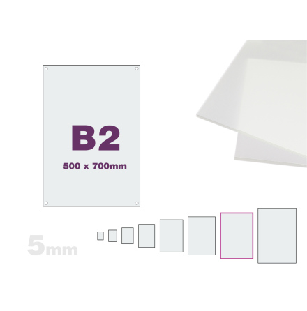 Skyltmne B2, frostad akryl 5mm, 500x700mm