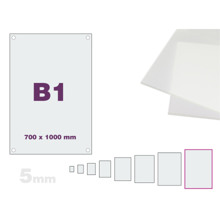 Skyltmne B1, frostad akryl 5mm, 700x1000mm 