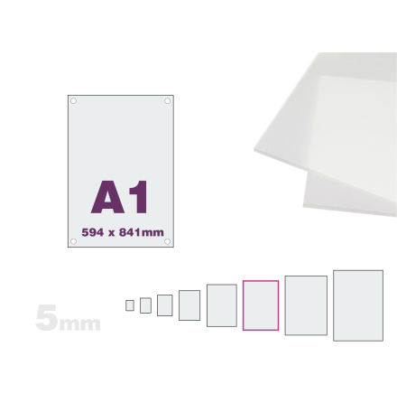 Skyltmne A1, frostad akryl 5mm, 594x841mm 