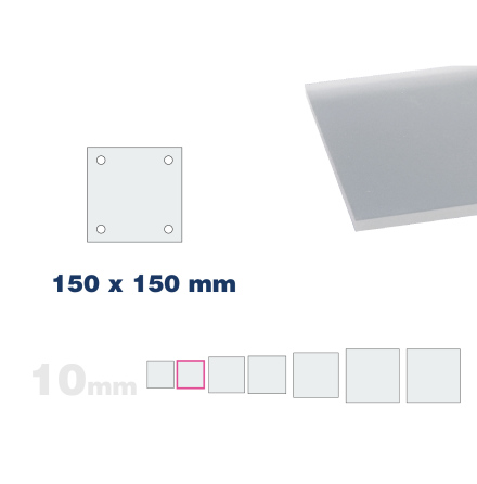 Skyltmne, 10mm frosted, 150x150mm