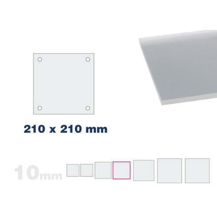Skyltmne, 10mm frosted, 210x210mm
