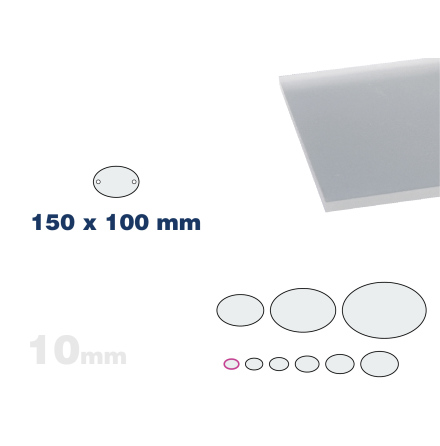 GS Acrylic oval 10mm DS Matt 150x100mm Frost med matt kant 13 mm