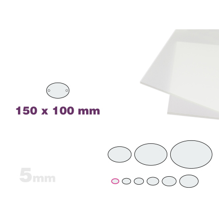 GS Acrylic oval 5mm DS Matt 150x100mm Frost med matt kant 13 mm 
