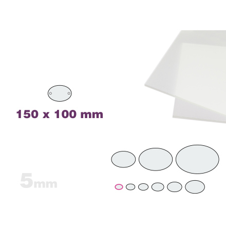 Skyltmne oval, frostad akryl 5mm, 150x100mm             