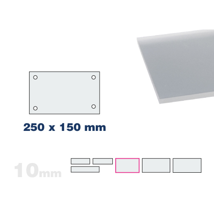 Skyltmne, 10mm frosted, 250x150mm