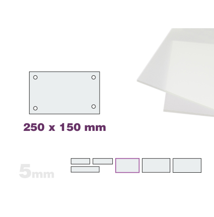 Skyltmne, frostad akryl 5mm, 250x150mm 