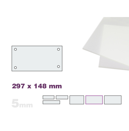 Skyltmne, frostad akryl 5mm, 297x148mm 