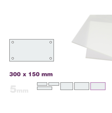 Skyltmne, frostad akryl 5mm, 300x150mm 