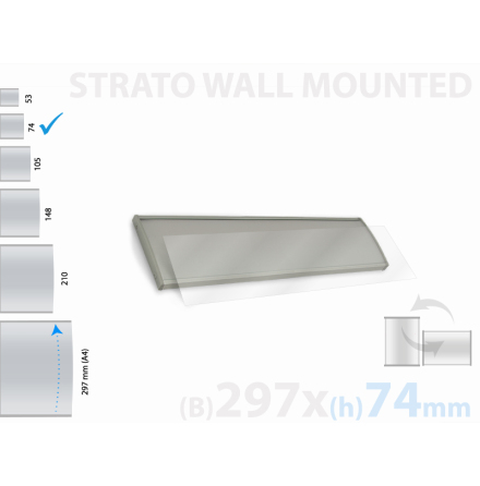 Strato, vggmonterad skylt, skyltyta 297x74mm