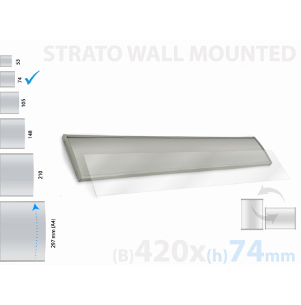 Strato, väggmonterad skylt, skyltyta 420x74mm