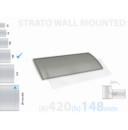 Strato, väggmonterad skylt, skyltyta 420x148mm