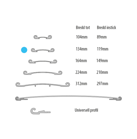 Aluminiumprofil till Curvo, b119/134mm, ailver anodiserad