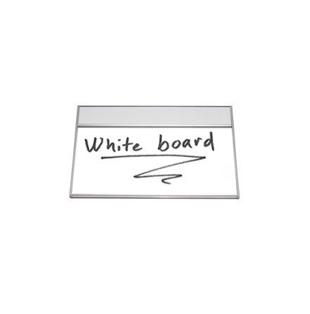 Whiteboardskylt med en namnskyltspanel verst