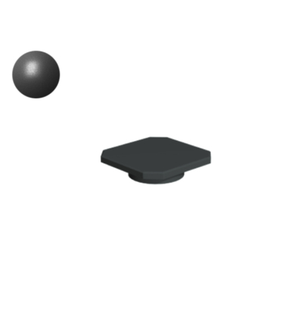 Topplock, 80x80mm, oktagonal form, svart plast
