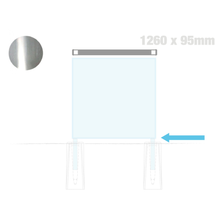 Plan bottenplatta, H-profil, 1260 x 95 mm, mill finish