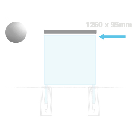 Plan topplatta, H-profil, 1260 x 95 mm, silveranodiserad