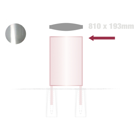 Konvex topplatta, H-profil, 810 x 193 mm, mill finish