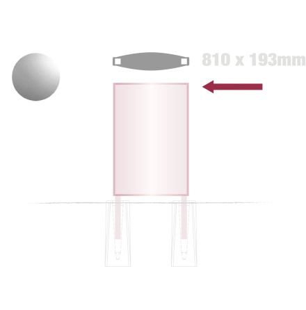 Konvex bottenplatta, H-profil, 810 x 193 mm, silevanodiserad alu