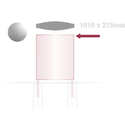 Konvex topplatta, H-profil, 1010 x 215 mm, silevanodiserad alu