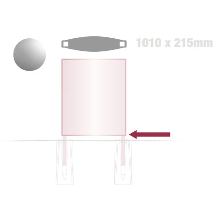 Konvex bottenplatta, H-profil,  1010 x 215 mm, silevanodiserad alu 