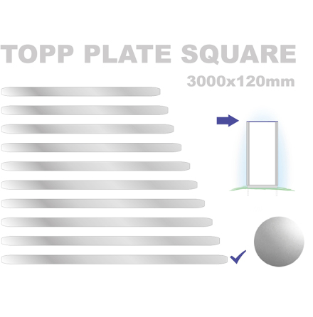 Topp Plate Square 120x3000mm. Alu 3mm, silveranodiserad