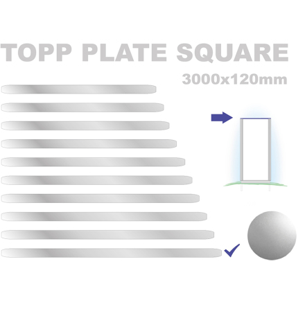 Topp Plate Square 120x3000mm. Alu 3mm, silveranodiserad
