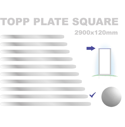 Topp Plate Square 120x2900mm. Alu 3mm, silveranodiserad