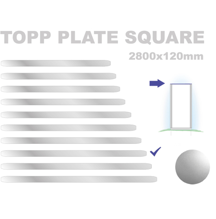 Topp Plate Square 120x2800mm. Alu 3mm, silveranodiserad
