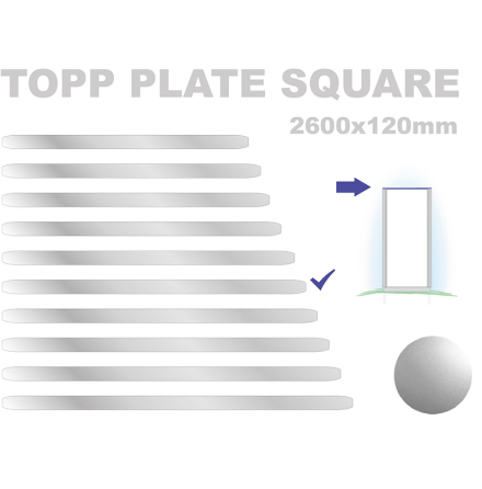 Topp Plate Square 120x2600mm. Alu 3mm, silveranodiserad