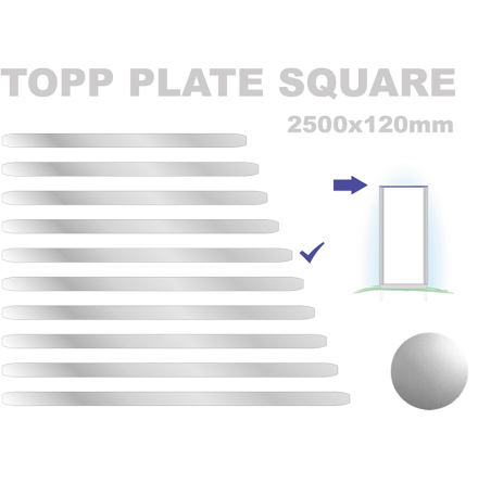 Topp Plate Square 120x2500mm. Alu 3mm, silveranodiserad