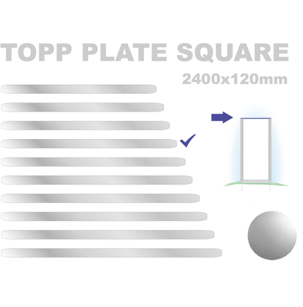 Topp Plate Square 120x2400mm. Alu 3mm, silveranodiserad