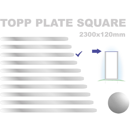 Topp Plate Square 120x2300mm. Alu 3mm, silveranodiserad