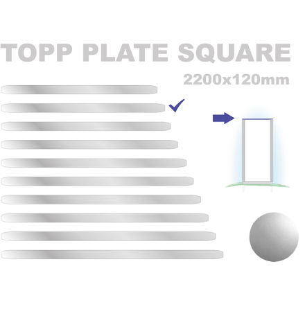 Topp Plate Square 120x2200mm. Alu 3mm, silveranodiserad