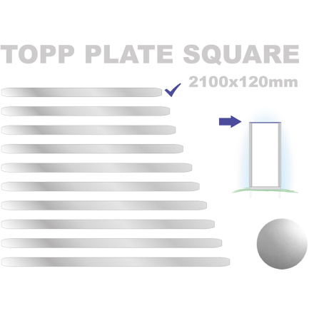 Topp Plate Square 120x2100mm. Alu 3mm, silveranodiserad