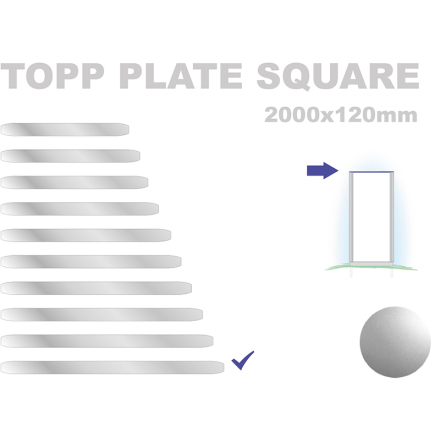 Topp Plate Square 120x2000mm. Alu 3mm, silveranodiserad