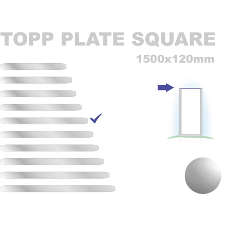 Topp Plate Square 120x1500mm. Alu 3mm, silveranodiserad