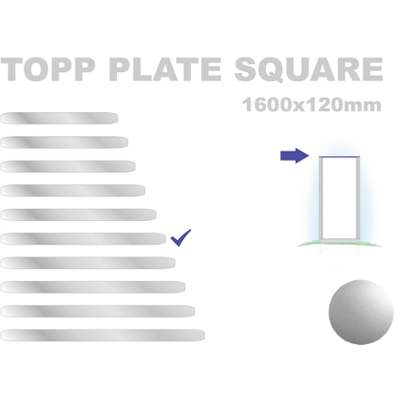 Topp Plate Square 120x1600mm. Alu 3mm, silveranodiserad