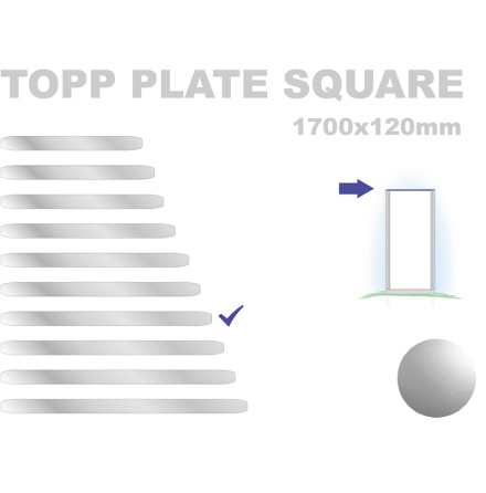 Topp Plate Square 120x1700mm. Alu 3mm, silveranodiserad