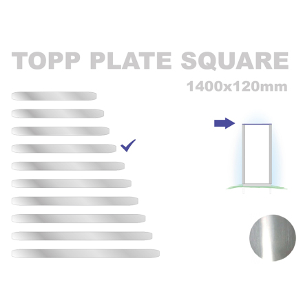 Topp Plate Square 120x1400mm. Alu 3mm, mill finish 