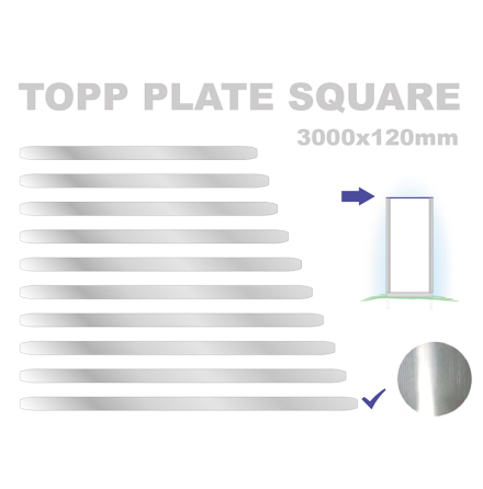 Topp Plate Square 120x3000mm. Alu 3mm, mill finish 