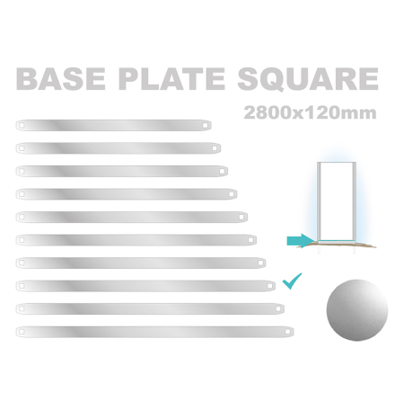 Base Plate Square, 120x2800mm. Alu 3mm, silveranodiserad 