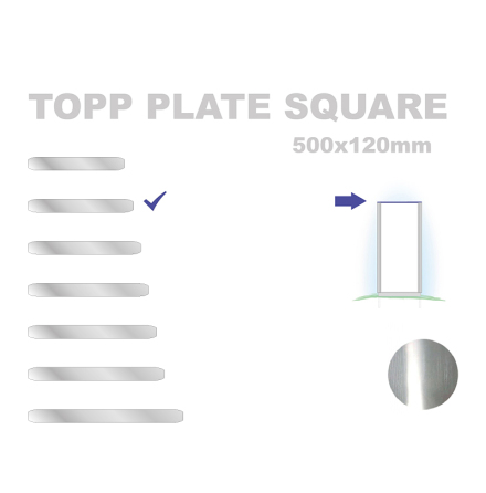 Topp Plate Square 120x500mm. Alu 3mm, mill finish 