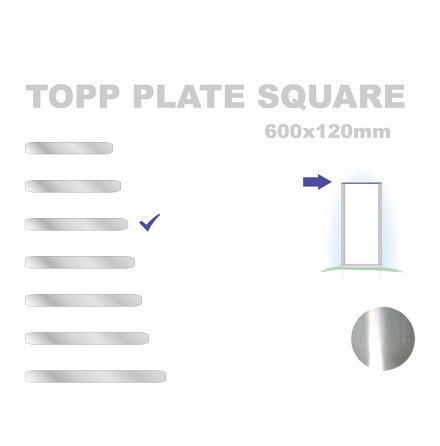Topp Plate Square 120x600mm. Alu 3mm, mill finish 
