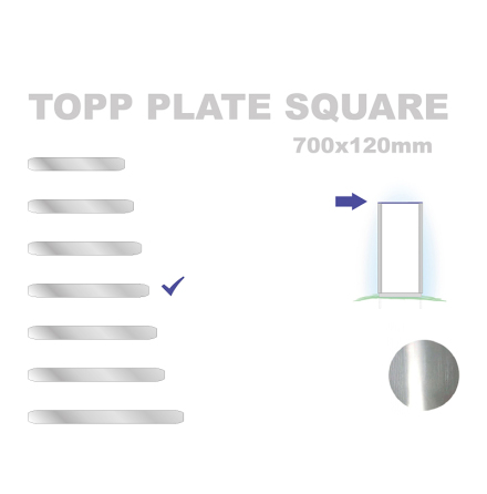 Topp Plate Square 120x700mm. Alu 3mm, mill finish 