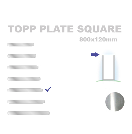 Topp Plate Square 120x800mm.ALu 3mm, mill finish