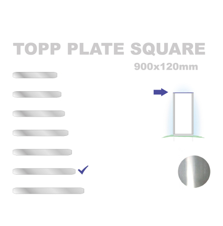 Topp Plate Square 120x900mm, Alu 3,0 mm, mill finish