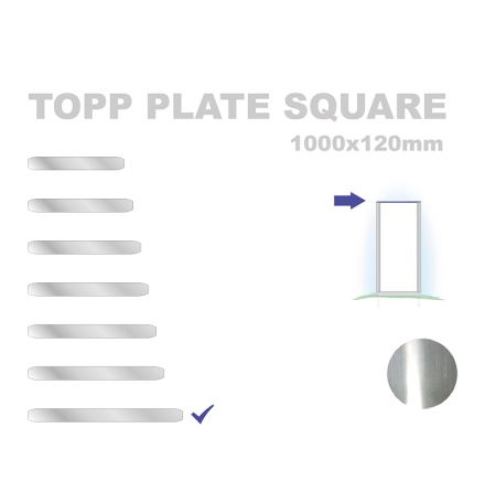 Topp Plate Square 120x1000mm. Alu 3mm,  mill finish 